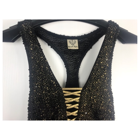 Angel Biba LF Black & Gold Metallic Textured Dress - Picture 4 of 7